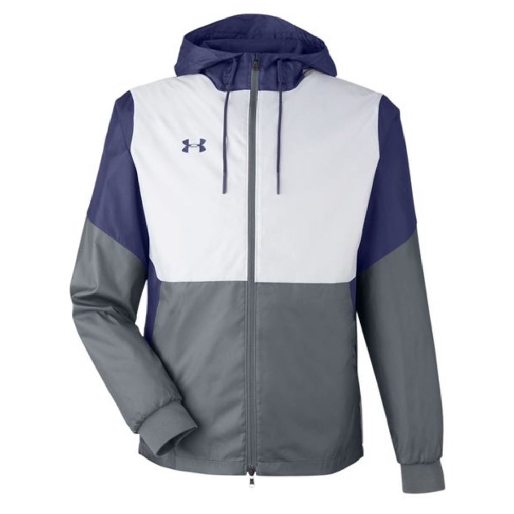 Under Armour Mens Team Legacy Windbreaker Jacket Navy White Grey 2XL 1359386 NEW